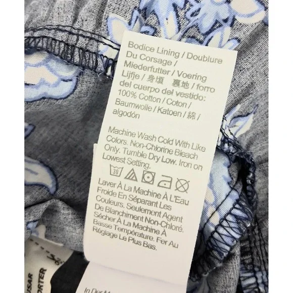 J Crew Midi Dress Size 14 Blue Floral Tiered Puff Sleeve Side Zip Cottagecore - Picture 11 of 13